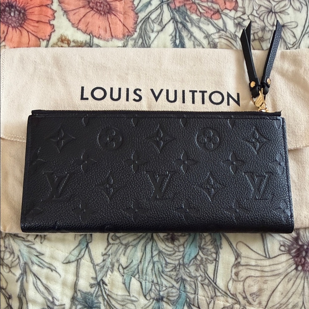 Louis Vuitton Adele Black Embossed Monogram Zip Wallet
